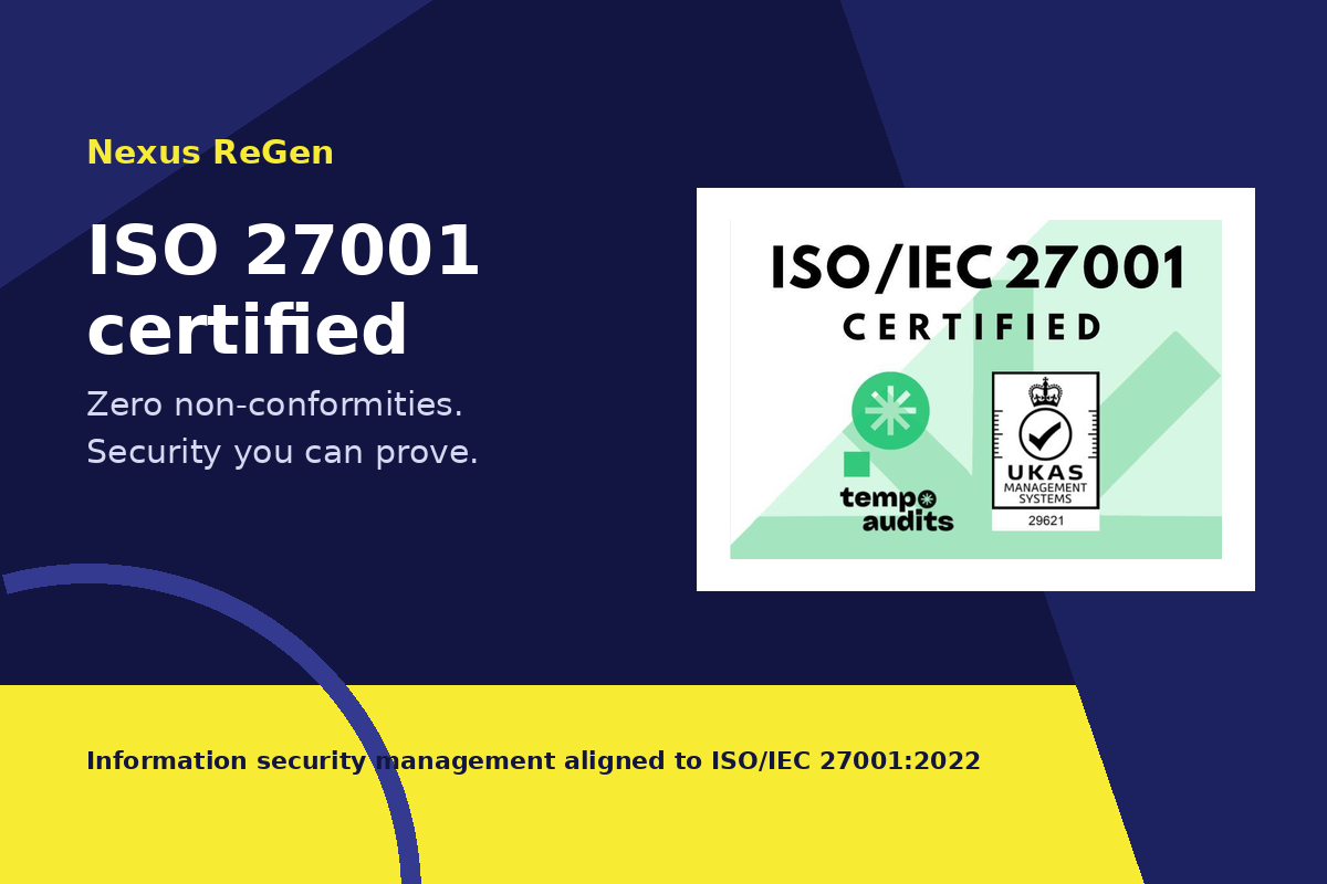 Nexus ReGen ISO/IEC 27001 certified badge